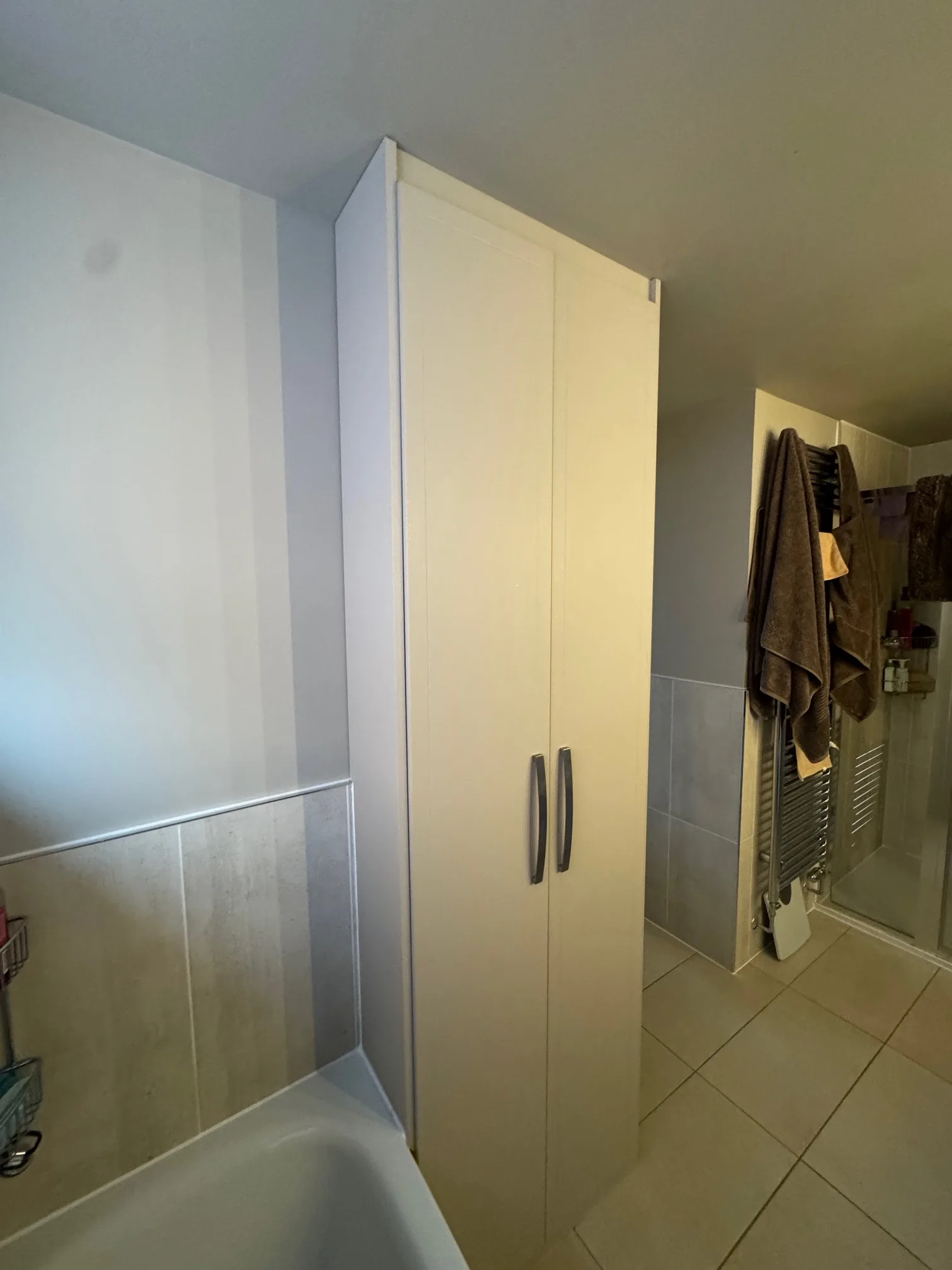 Minimalist built in bathroom storage